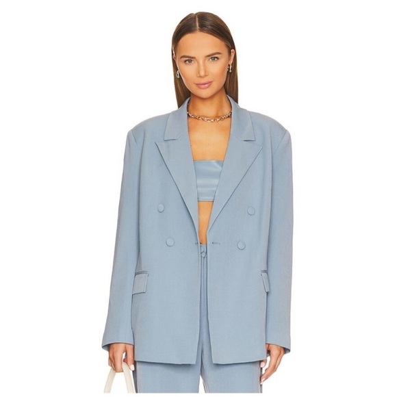 Revolve Weworewhat Double Breasted Blazer in Storm Blue - Picture 2 of 8